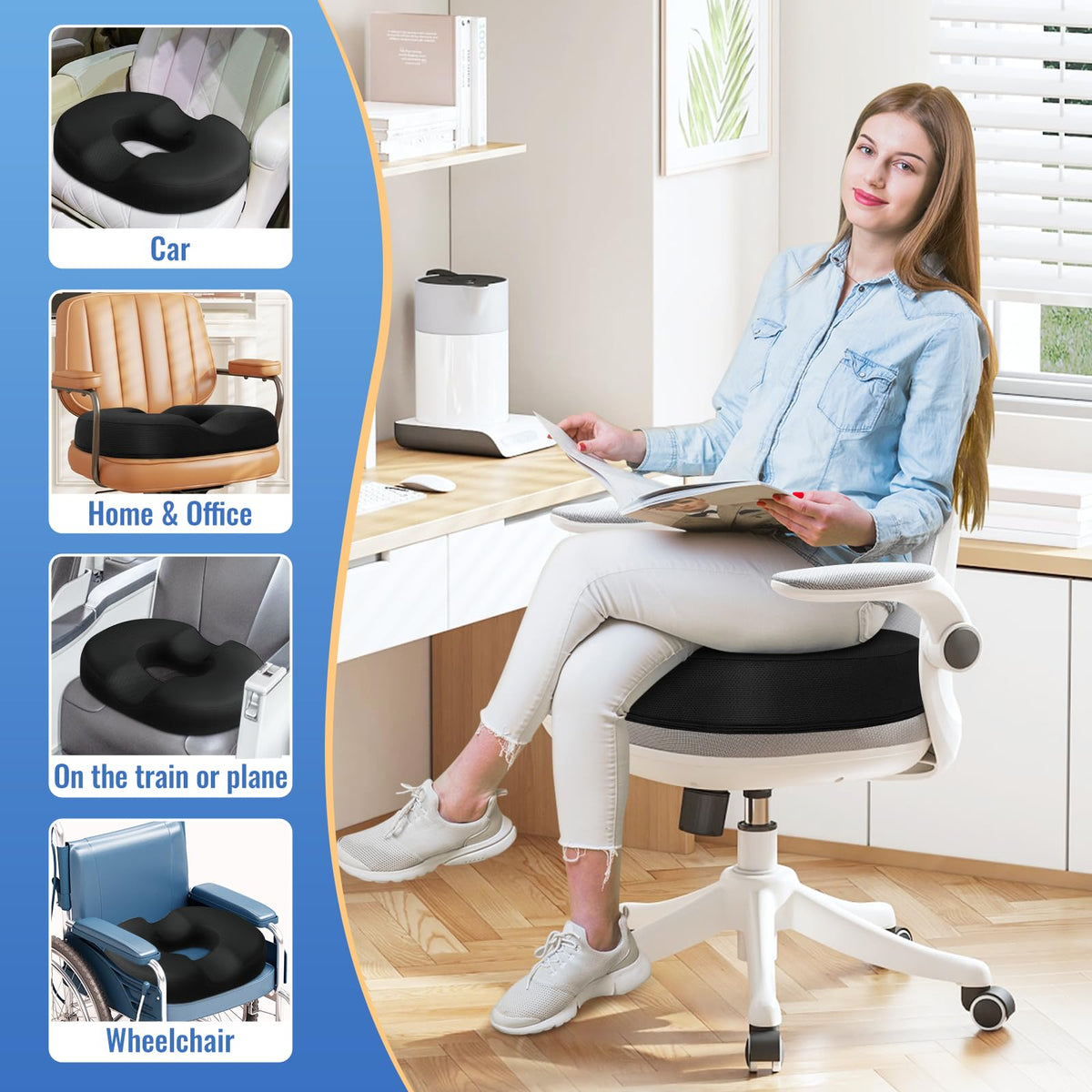 CloudBliss donut pillow tailbone relief design reduces pressure while seated