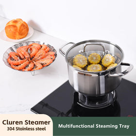 Cluren steamer basket compact for easy storage when not in use.