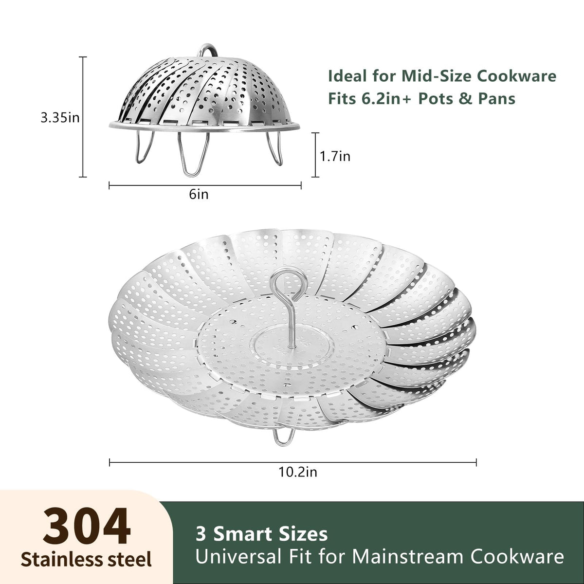 Cluren steamer basket dense filter holes speed up even steaming.