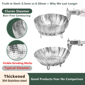 Cluren steamer basket detachable lifting rod for easy cleaning.