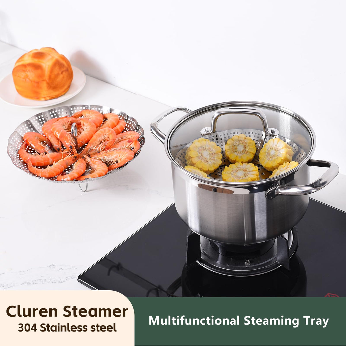 Cluren steamer basket available in three sizes for different pots.