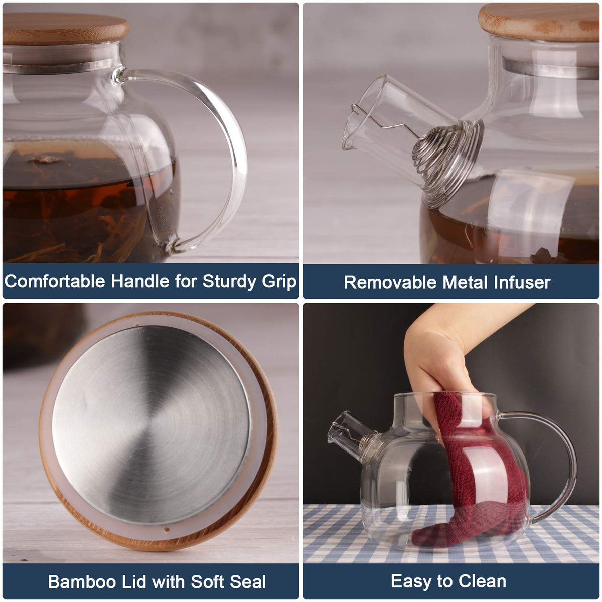 CNGlass teapot serves 2-4 cups for home or office brewing