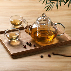 CNGLASS blooming tea pot with ergonomic handle for steady pouring