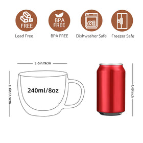 CNGLASS cappuccino mug with handle for a comfortable grip and style.