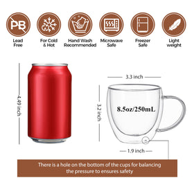 CNGLASS clear borosilicate mug side view shows sleek insulated design.