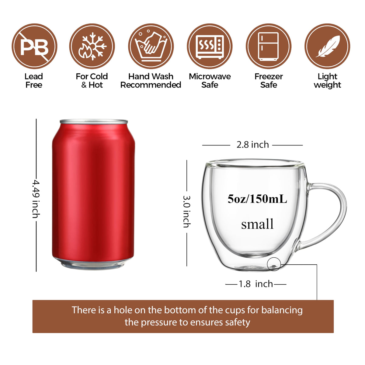 CNGLASS double-wall espresso mug with handle keeps heat while staying cool to touch.