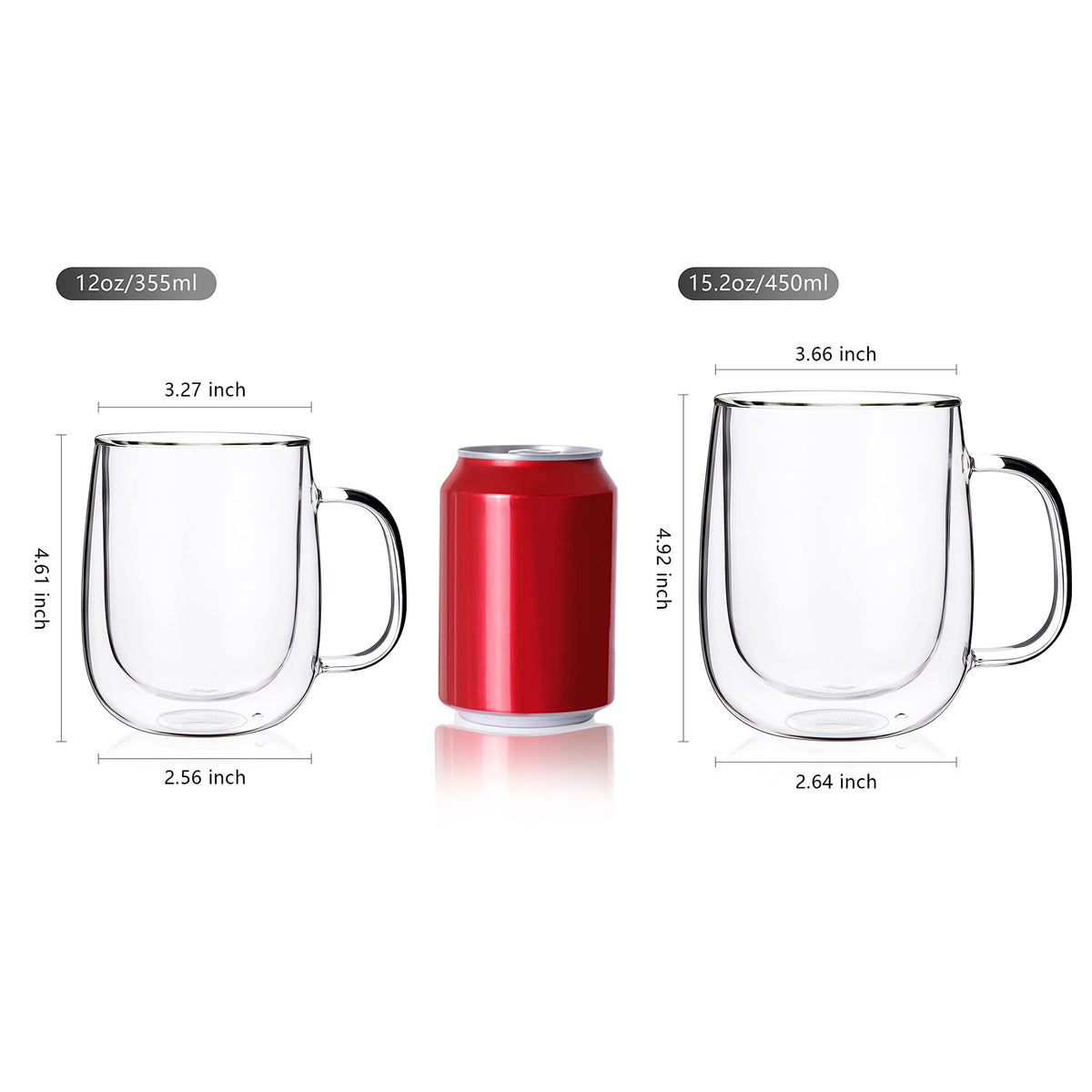 CNGLASS 15.2oz mug shows clear borosilicate glass and elegant double layer