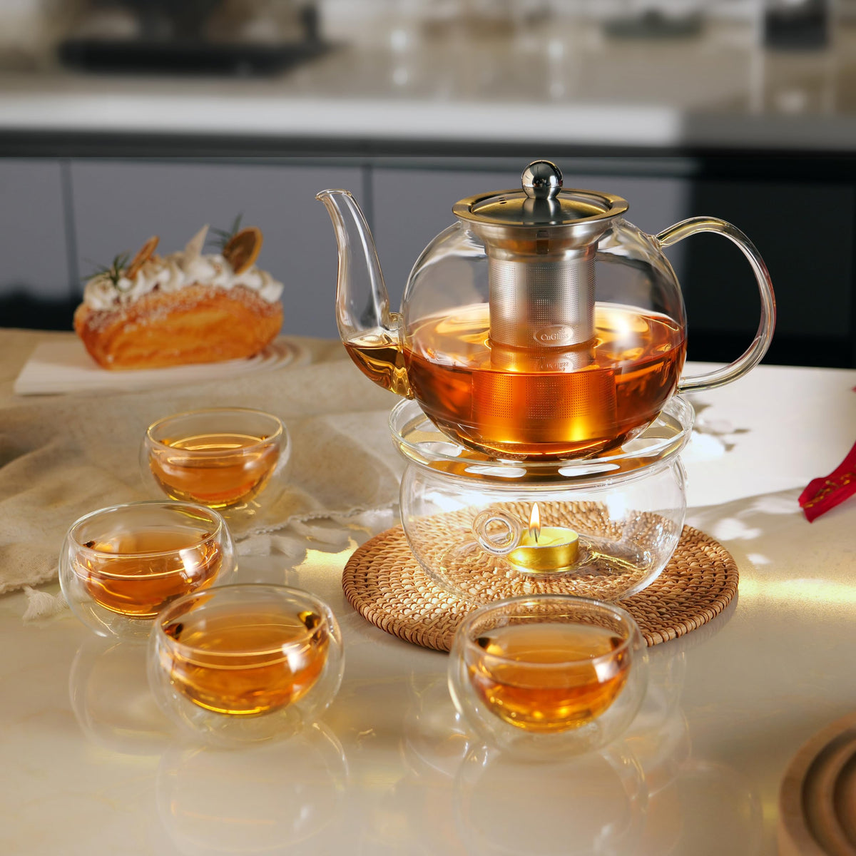 CNGLASS premium glass teapot is lead-free and BPA-free.