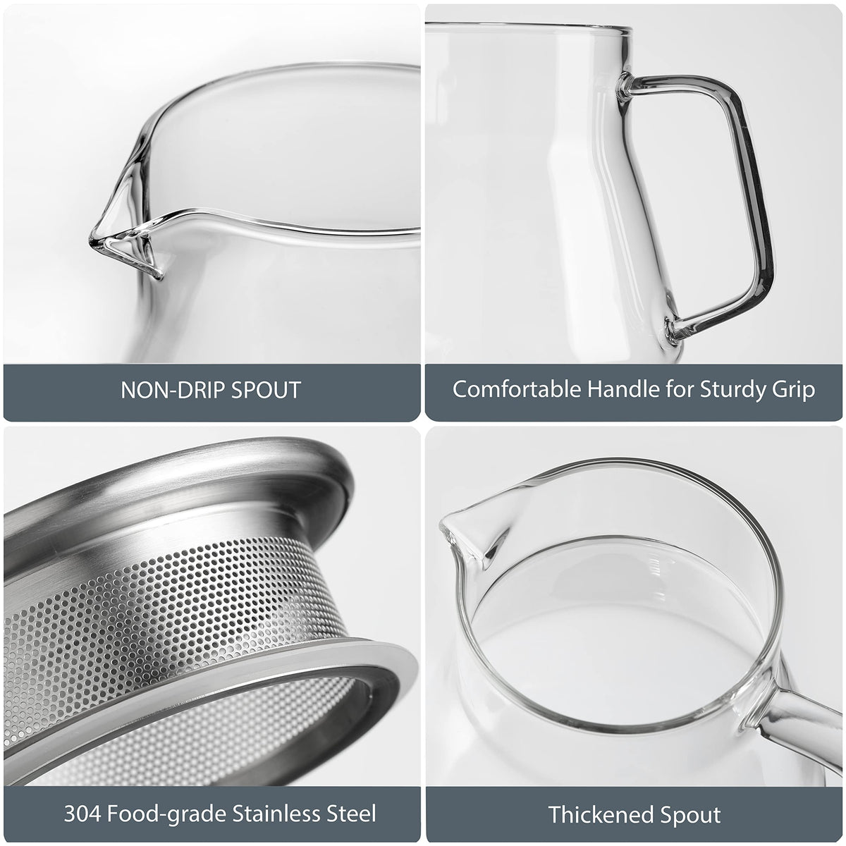 CNGLASS compact 15oz teapot made of borosilicate glass.