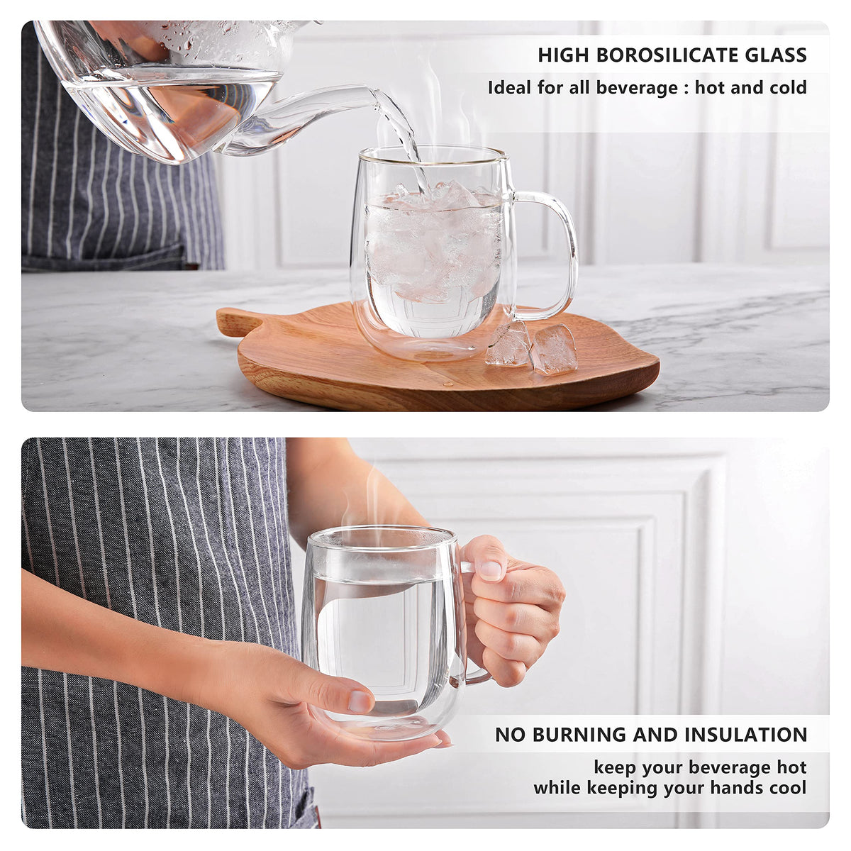 CNGLASS wide-bore mug, easy to clean and dishwasher safe
