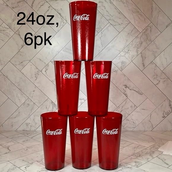 Coca-Cola Supply Depot red 24oz tumbler, side profile, durable option for busy cafes