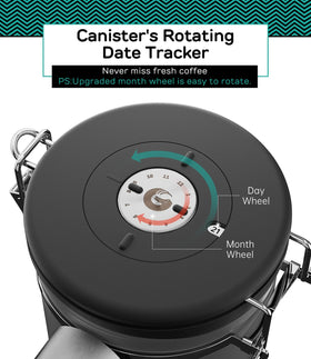 Coffee Gator canister seal shown as durable airtight closure