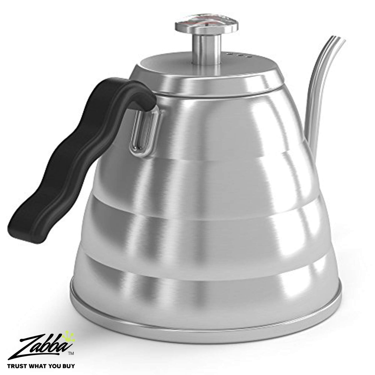Coffee Gator gooseneck kettle uses BPA-free stainless steel for safe, durable performance.