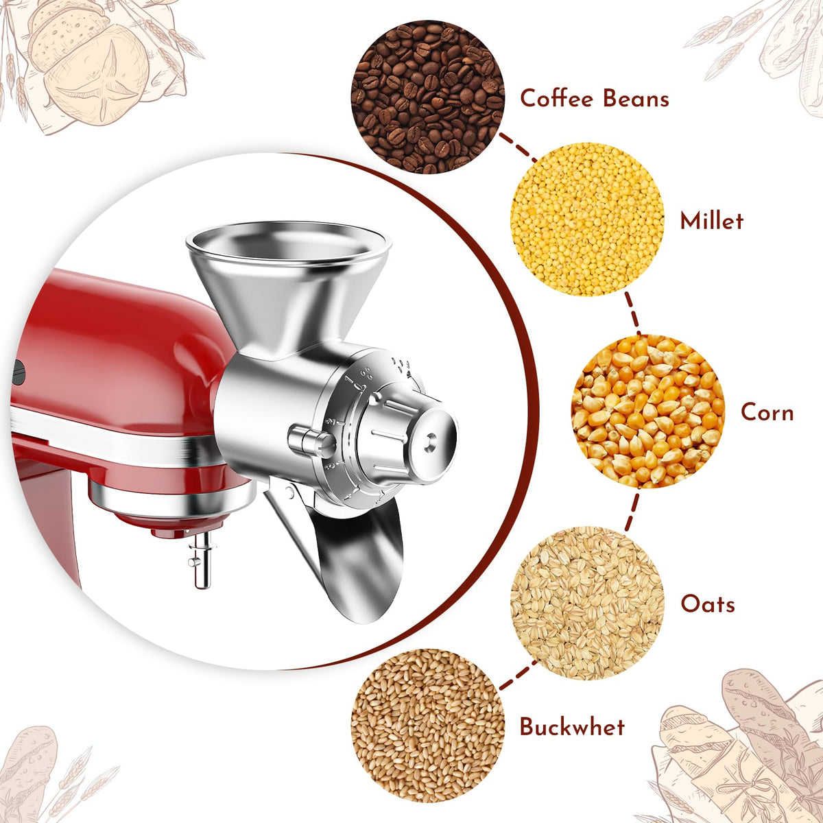 Cofun ground wheat flour produced by the attachment.