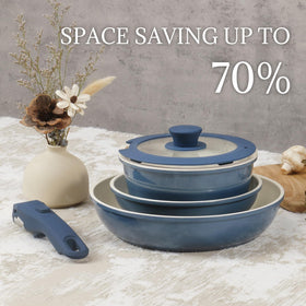 Coicur color-infused navy pots brighten kitchens and spark cooking joy.