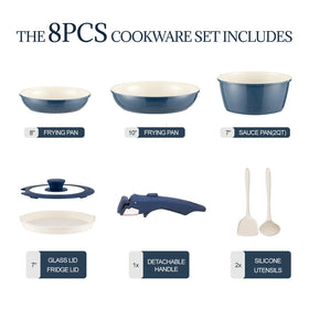 Coicur removable-handle design for easy transfer from stove to oven and countertop.