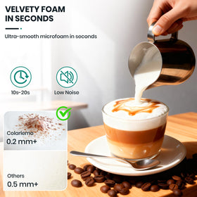 Colarlemo frother showing three-speed control for customizable froth
