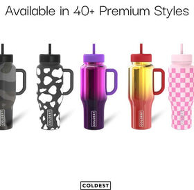 The Coldest Water camouflage flag tumbler handle provides comfortable grip.