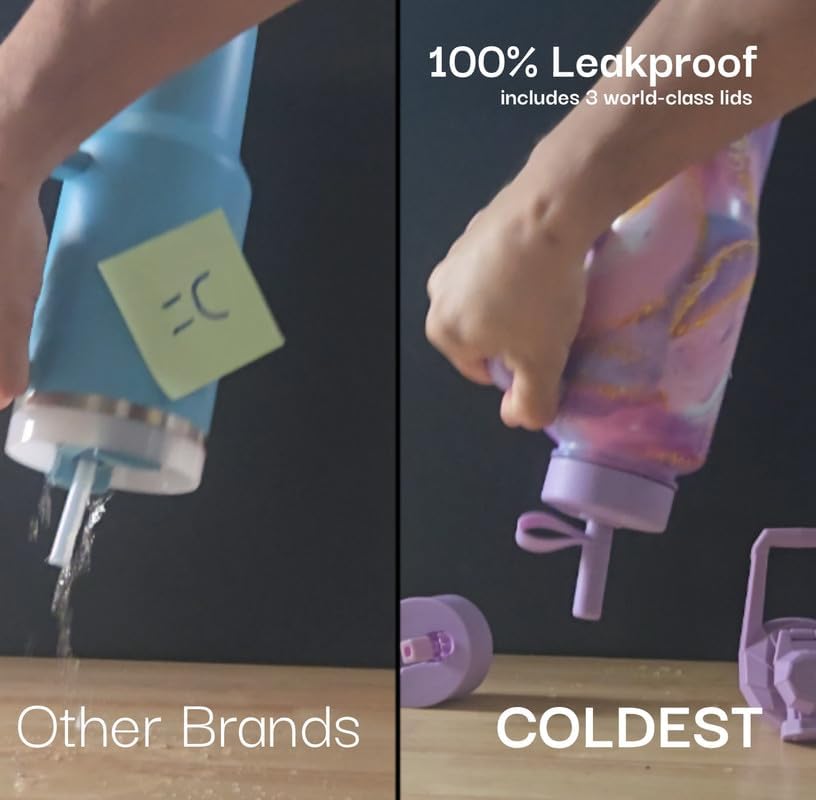 The Coldest Water vacuum insulation keeps hot drinks warm for hours, ideal for commutes