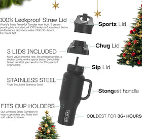 The Coldest Water tumbler straw close-up highlighting straw accessibility and leak-proof design.