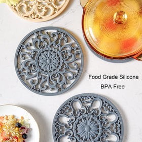 Colinda multi-use hot pad serves as pot holder, bowl mat, and spoon rest.