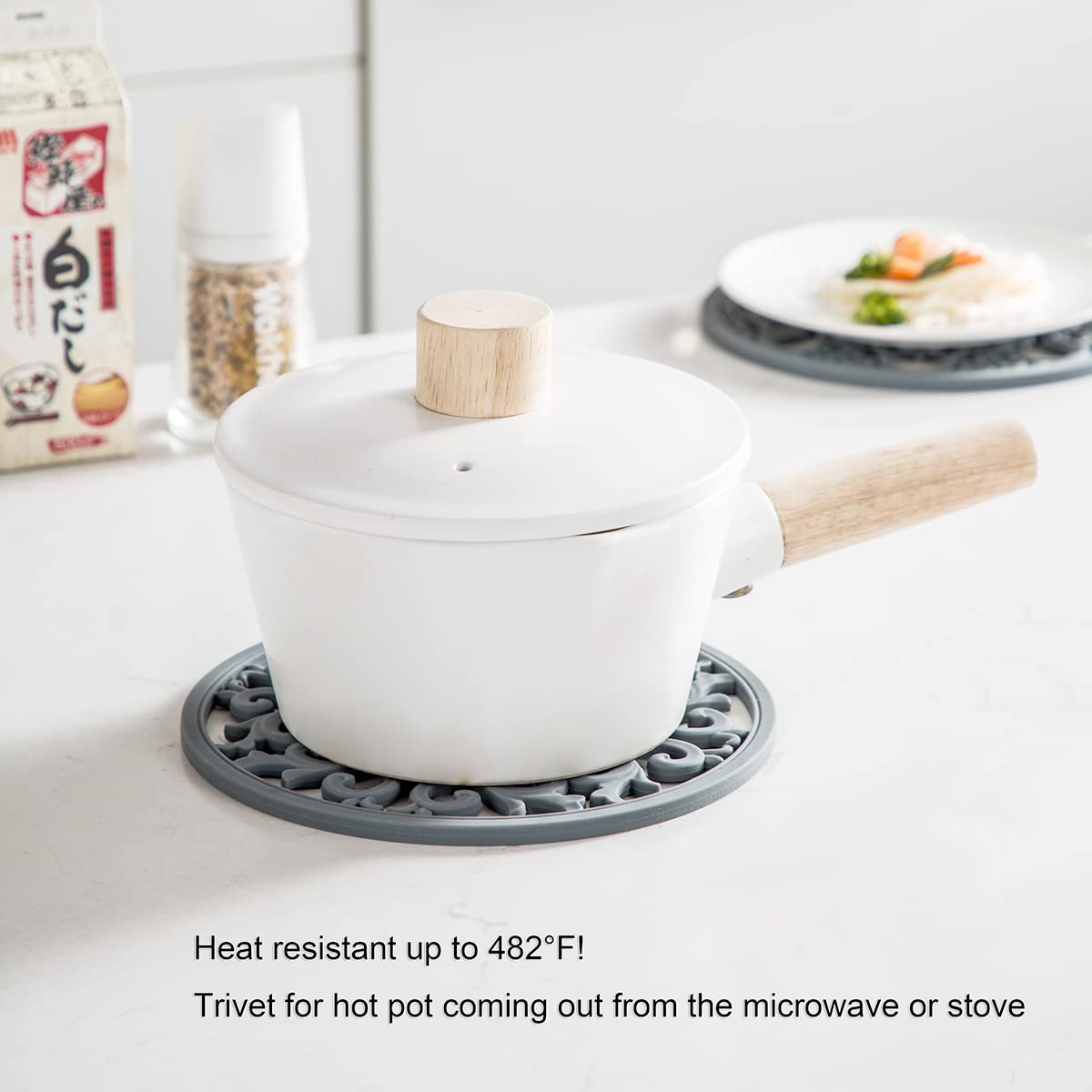 Colinda trivet features non-slip grip design to prevent slipping under hot bowls