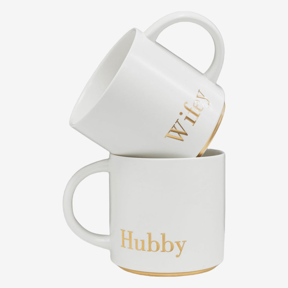 COLLECTIVE HOME Mr. & Mrs. ceramic mugs set with premium ceramic for everyday coffee