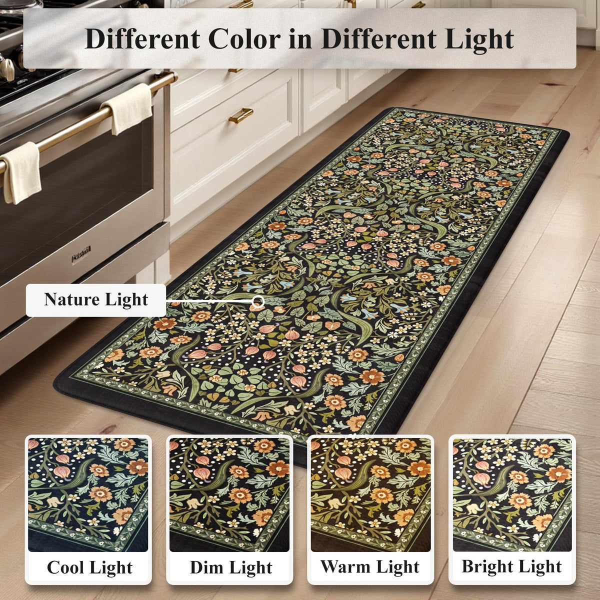 Collive spring blossom design rug brightens spaces like laundry or bathroom