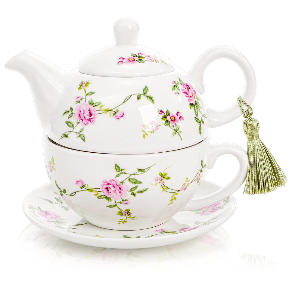 Coloch Tea for One Set teapot in floral porcelain for solo tea moments