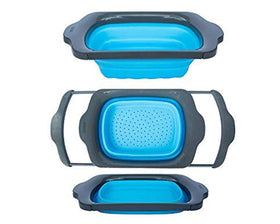 Comfify XL collapsible over-sink strainer in gray for easy rinsing