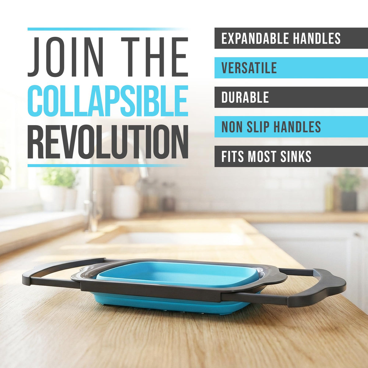 Comfify XL extendable-handles provide stable, adjustable reach during draining.