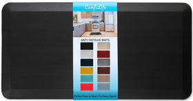 ComfiLife anti-fatigue mat in black 24x70 cushions feet during kitchen prep.