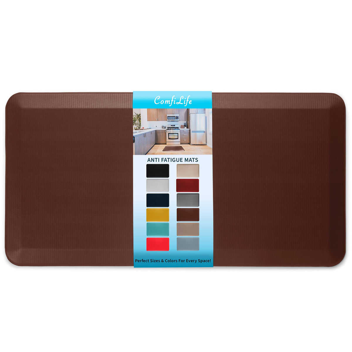ComfiLife anti-fatigue mat brown 24x70 providing cushioned standing comfort.