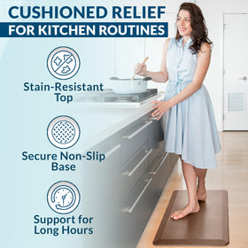 ComfiLife anti-fatigue mat with stain-resistant surface, easy wipe-clean maintenance.