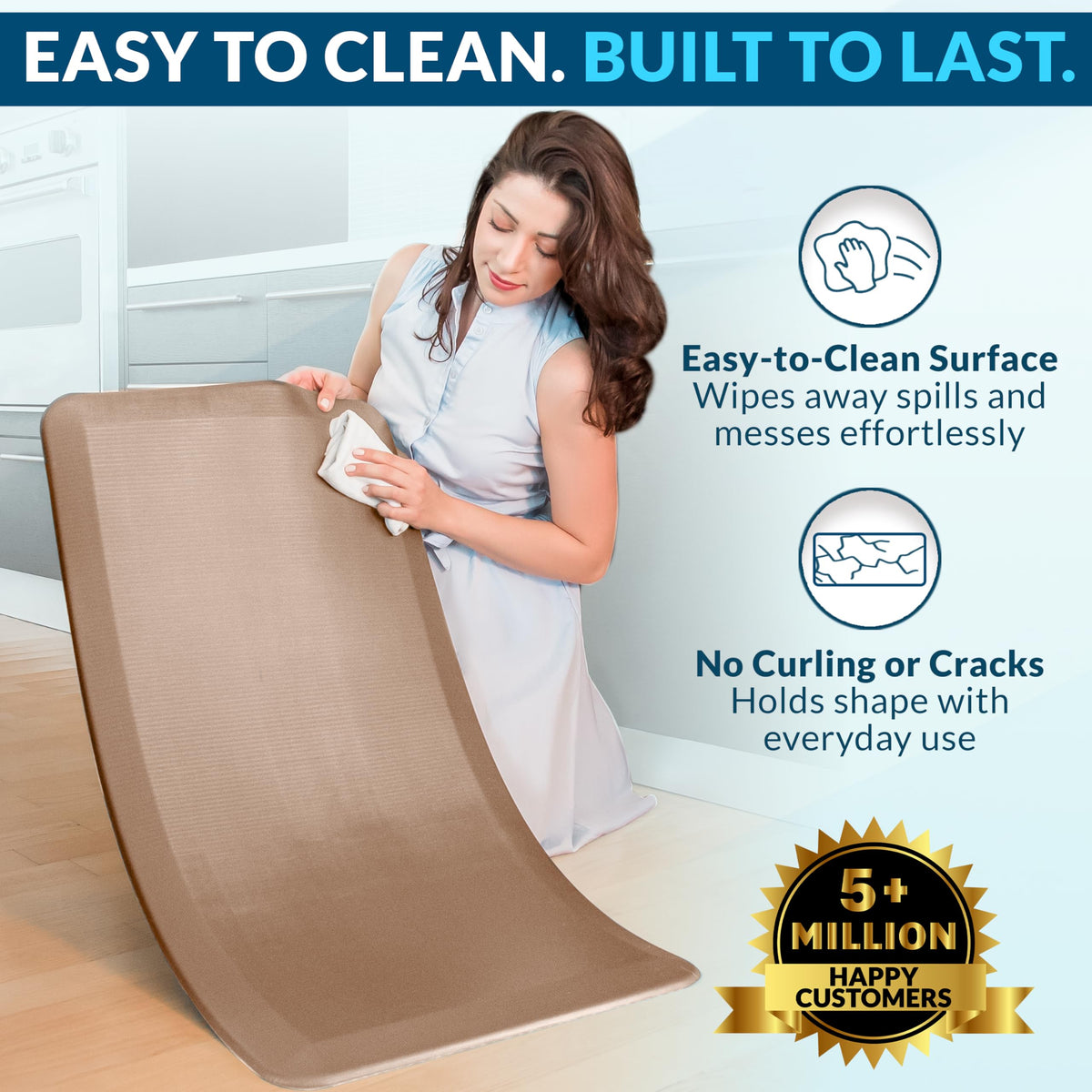 Easy-to-clean surface wipe with damp cloth for quick maintenance