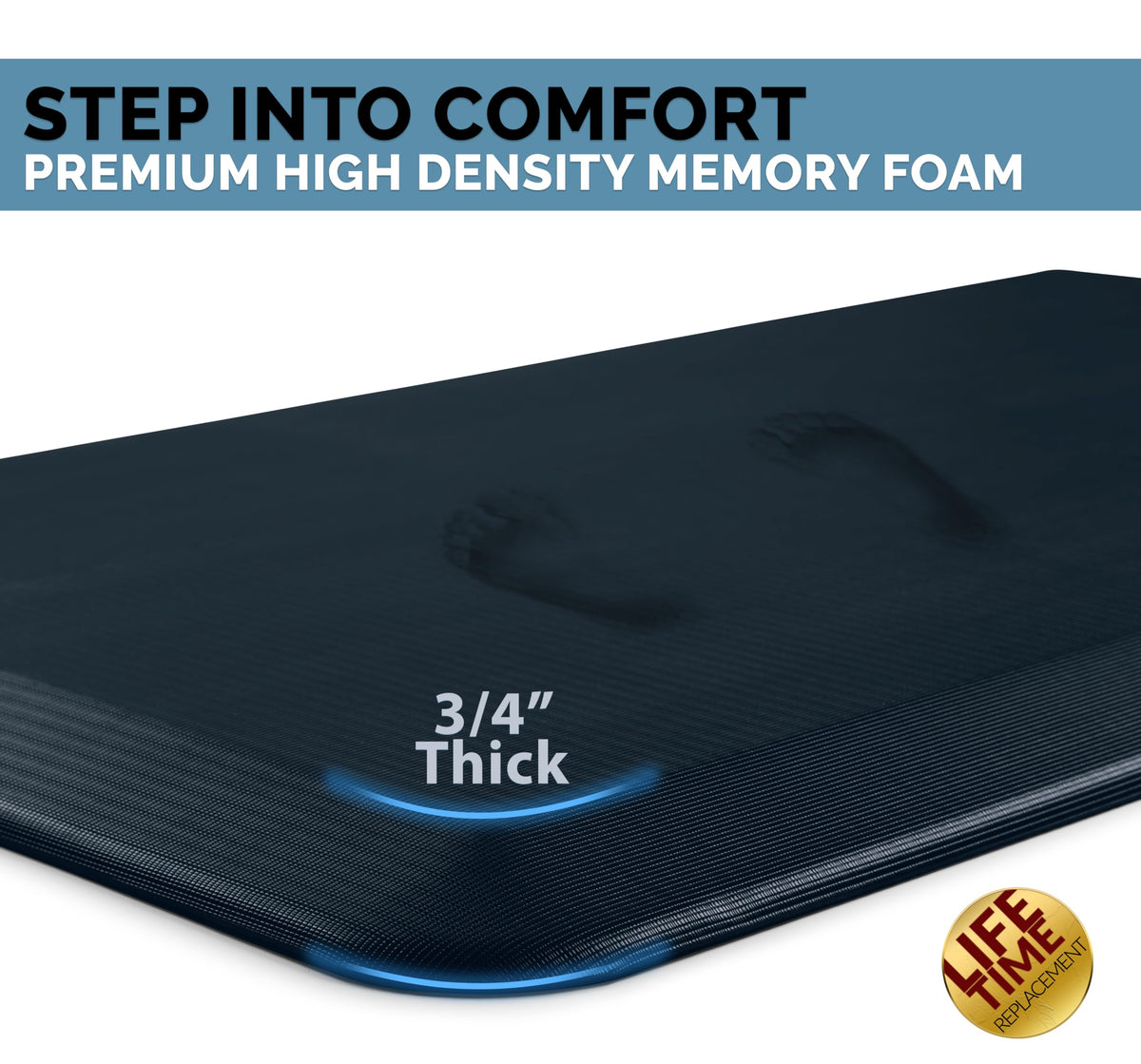 Close-up of memory foam-core highlighting plush support for feet and knees.