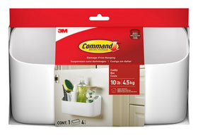 Command 10 lb Organizing Caddy mounted in the kitchen keeps cleaning supplies neatly accessible.