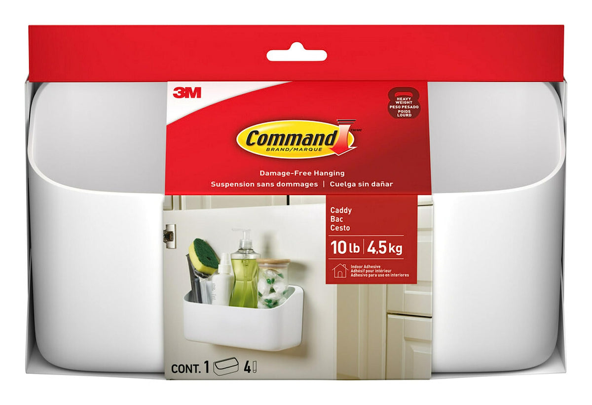 Command Organizing Caddy with four strips ready to hang for fast, tool-free setup.