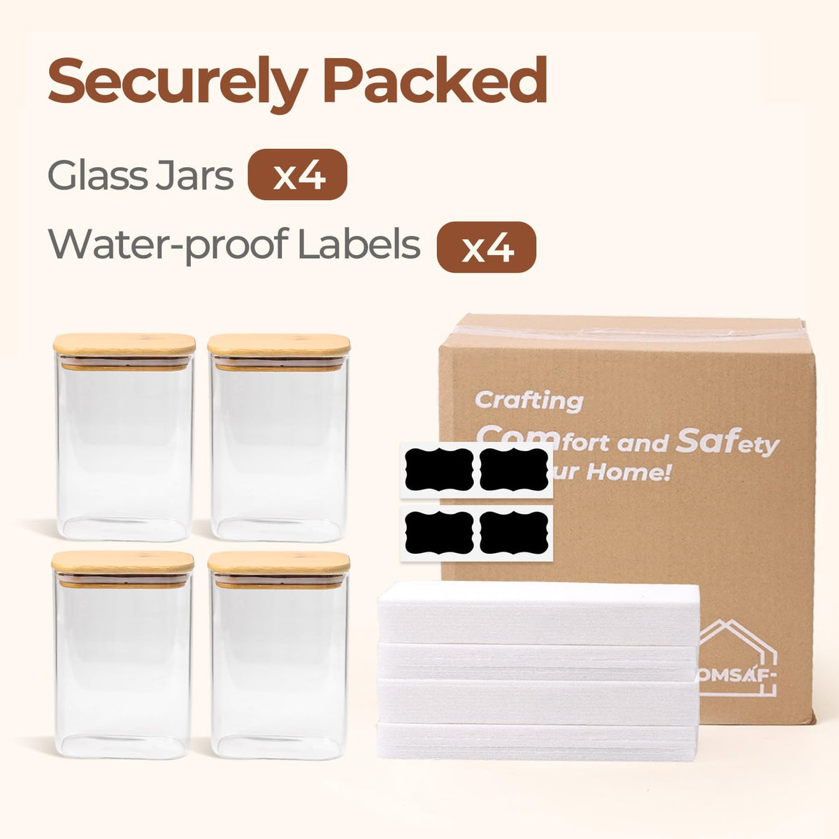 ComSaf 1.8 qt transparent glass canister for snack jars and cookies.