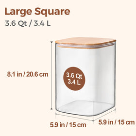ComSaf square glass jar with lid for pantry visibility
