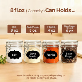 ComSaf 8oz glass jar stackable design saves pantry space.