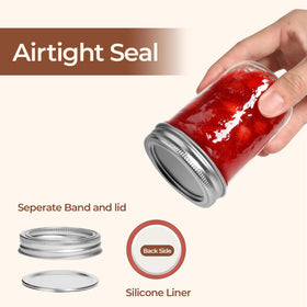 ComSaf clear glass mason jar highlighting colorful jams and layered desserts.