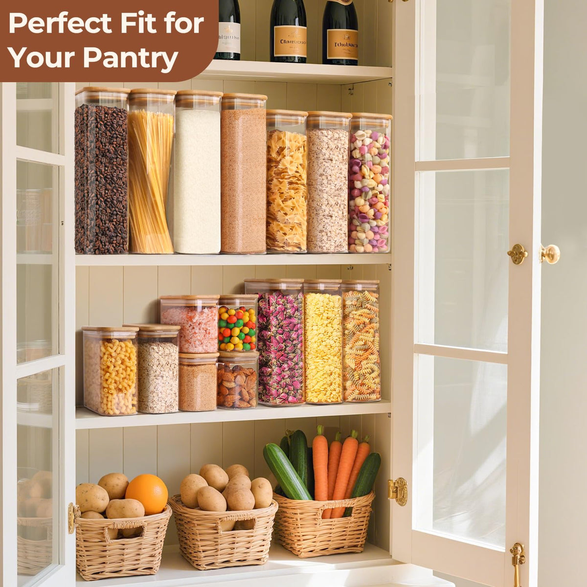 ComSaf space-saving rectangle canister fits narrow shelves and small kitchens.