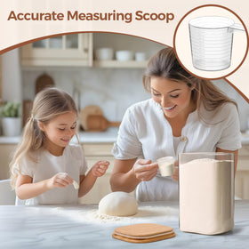 ComSaf dry-goods storage jar keeps pantry items organized.