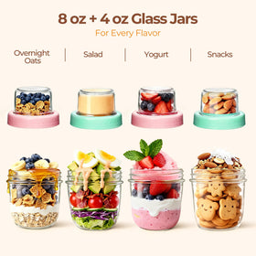 ComSaf two-compartment jar ideal for oats, yogurt, fruit, and granola.