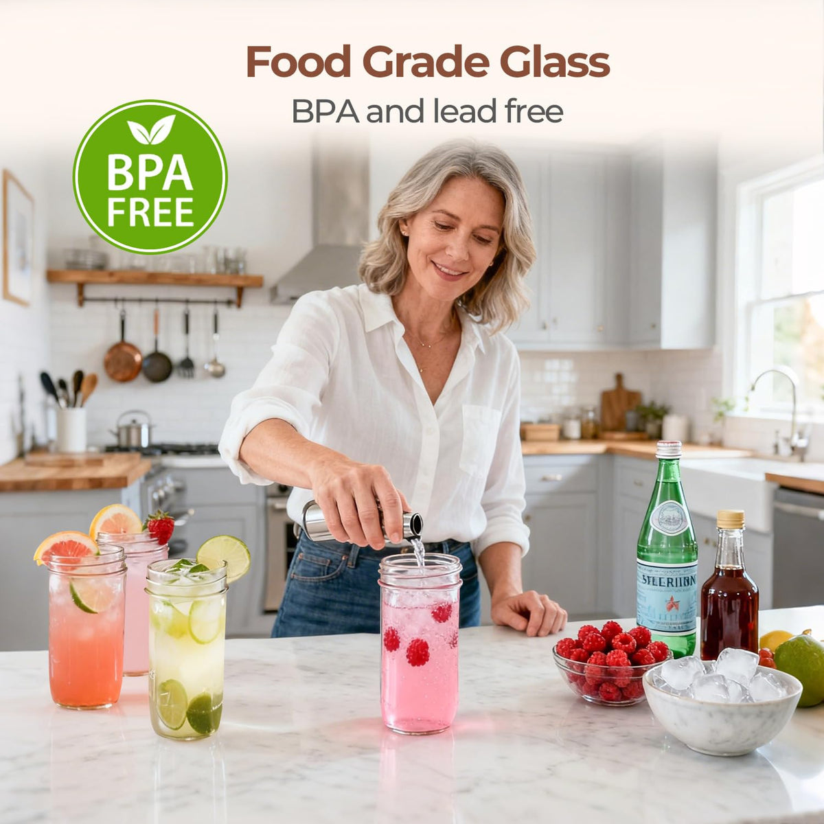 ComSaf juice and smoothie jar versatile for beverages and shrubs