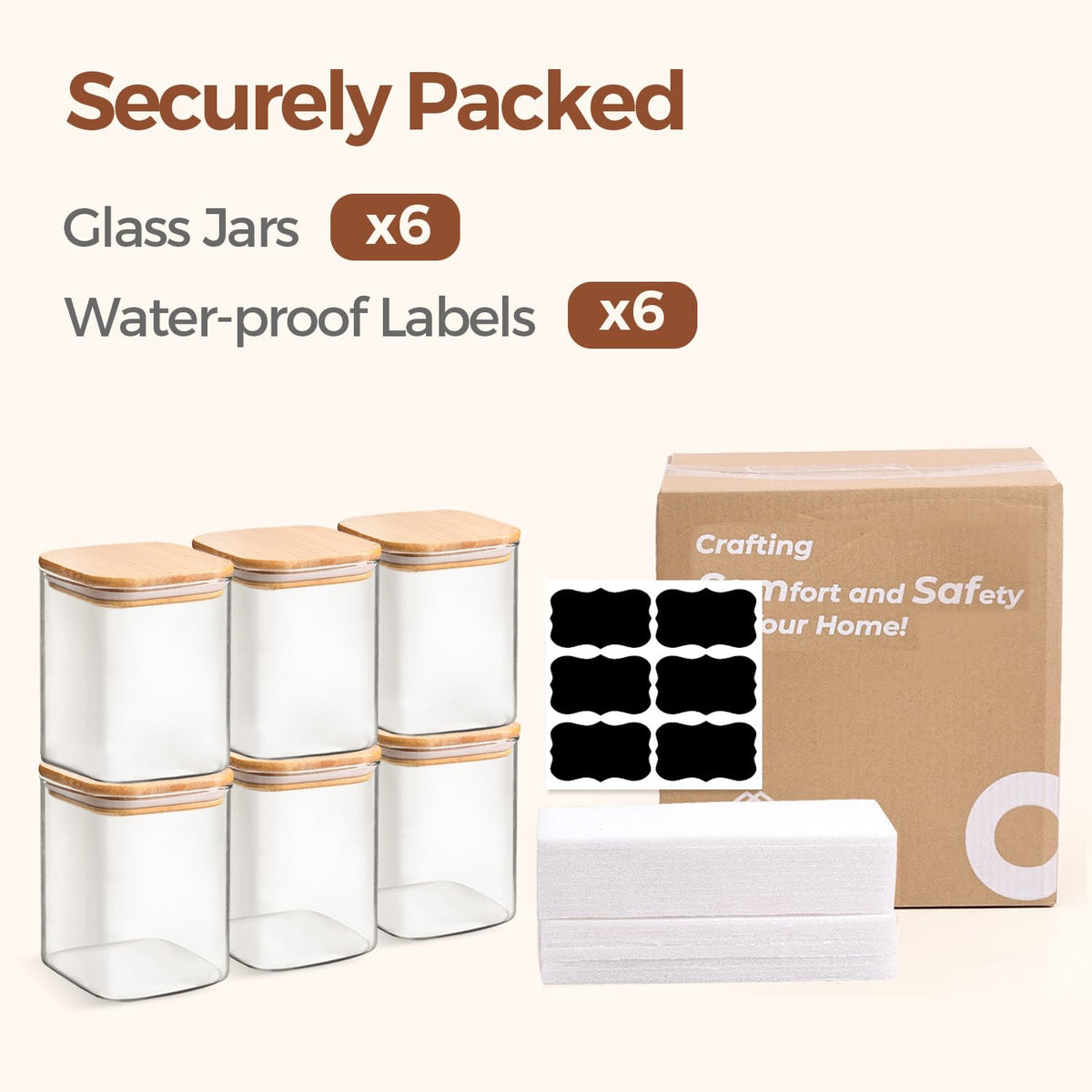 ComSaf kitchen organization canister enhances pantry neatness with visible contents.