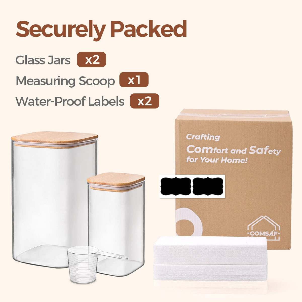 ComSaf versatile jar for kitchen and pantry organization.