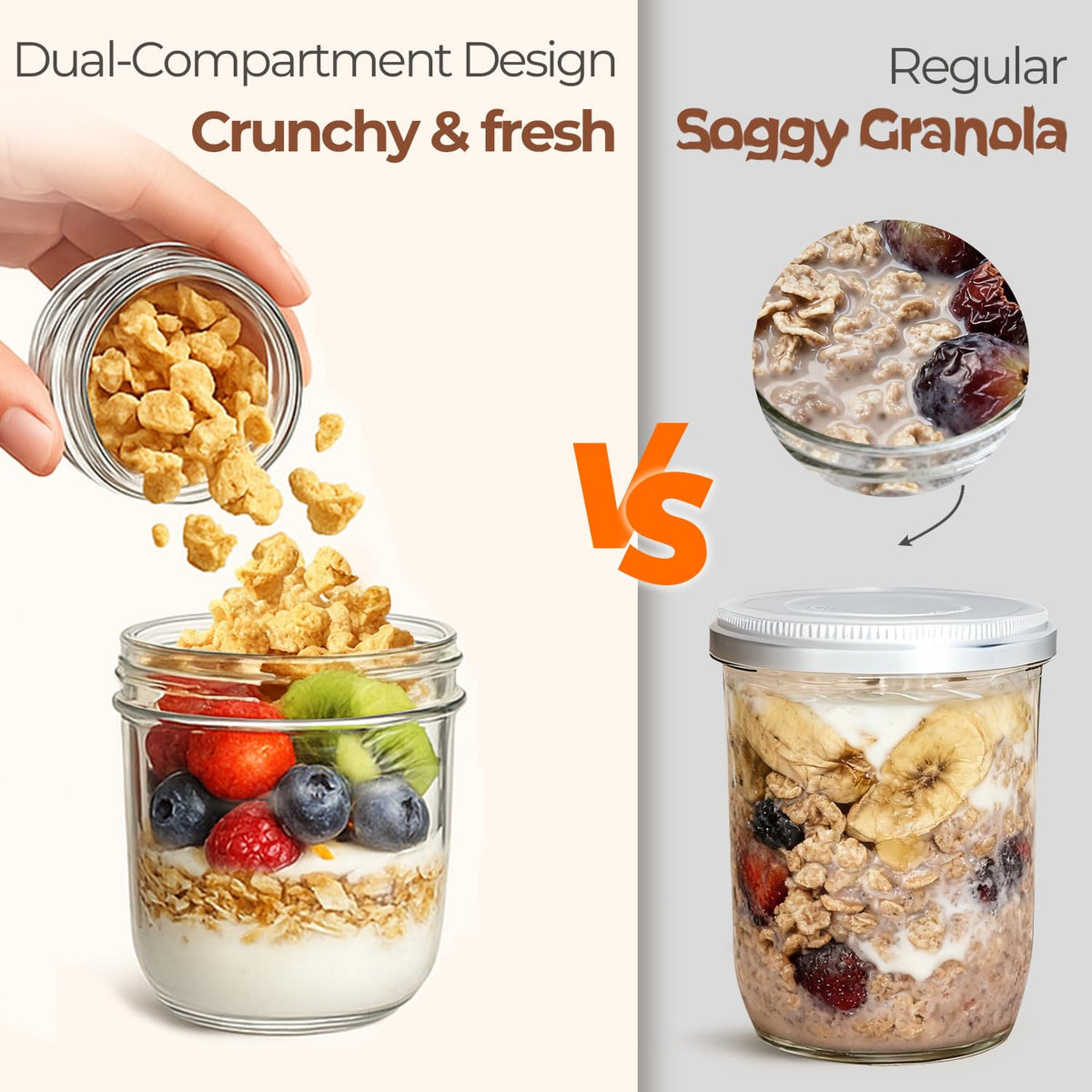ComSaf glass parfait cup featuring wide mouth for easy filling and cleaning.