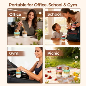 ComSaf 8oz and 4oz jars supporting portion-controlled meal prep